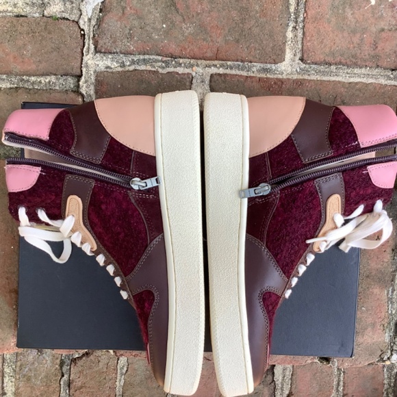 COACH High Top Sneakers C220 Tweed Oxblood/True Pink SZ 9 - Picture 6 of 15